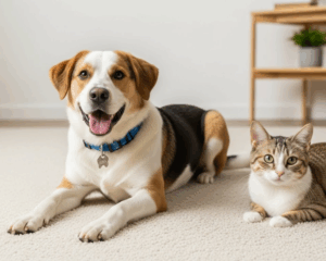 Dog and Cat on Carpet