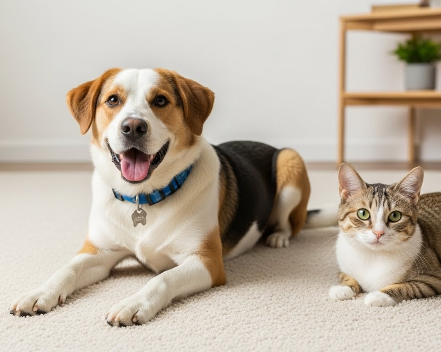 Dog and Cat on Carpet