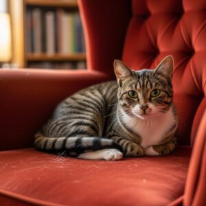 Cat sitting on upholstery